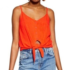 H&M Orange Sleeveless Tie-Front Camisole Size M
